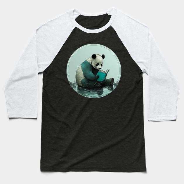 Panda Bear Book Lover Baseball T-Shirt by pandas doing stuff